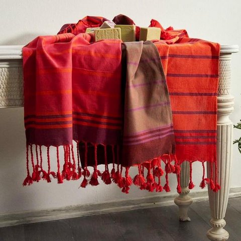 Scarlet Cotton Hammam Hand Towel