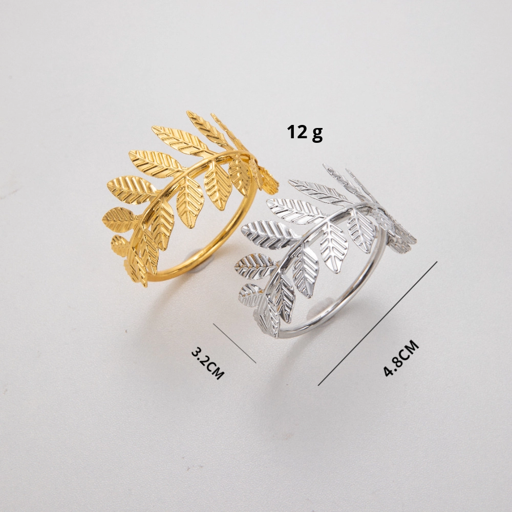 Napkin round - Small leaves - Silver or golden