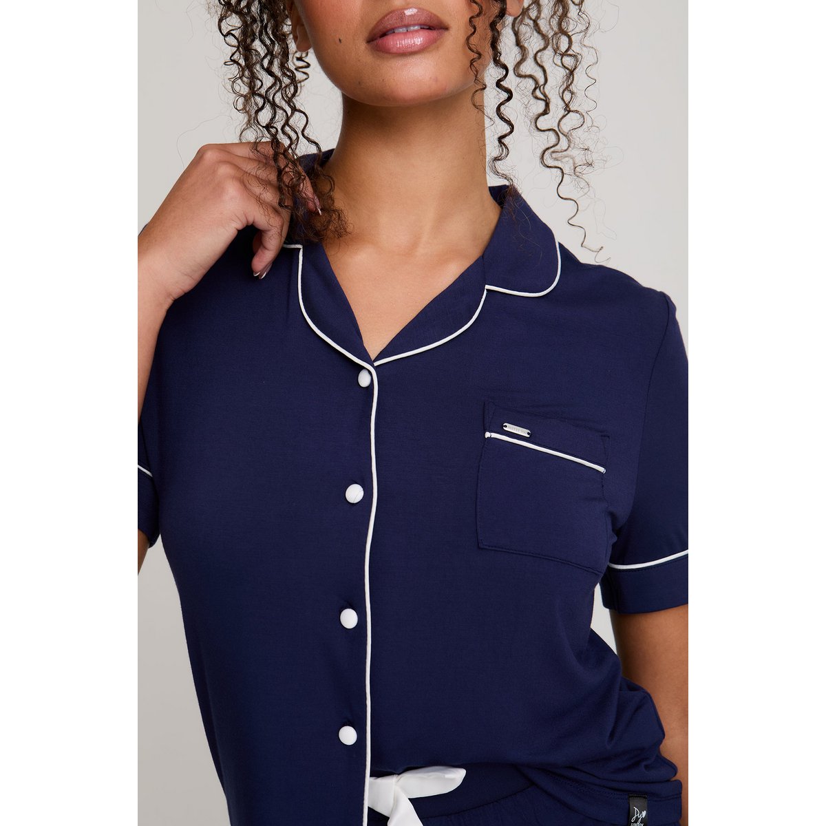 Bamboo Shirt Short Set in Midnight