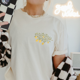 T-shirt Ramo di limone COTONE ORGANICO Piccolo limone - Camicia estiva regalo Cottagecore