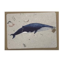 A large blue whale poster with product variants in sizes M (A6), S (A7), and L (A5).