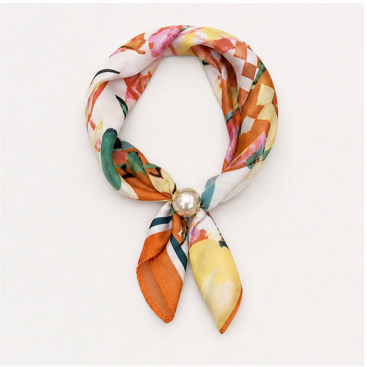 HS Pearl Scarf Satin Print Flowers - Multiple Prints