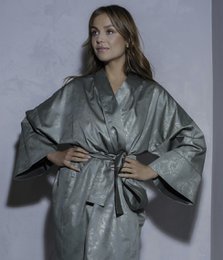 Bademantel Kimono Rose Line Wild Sage