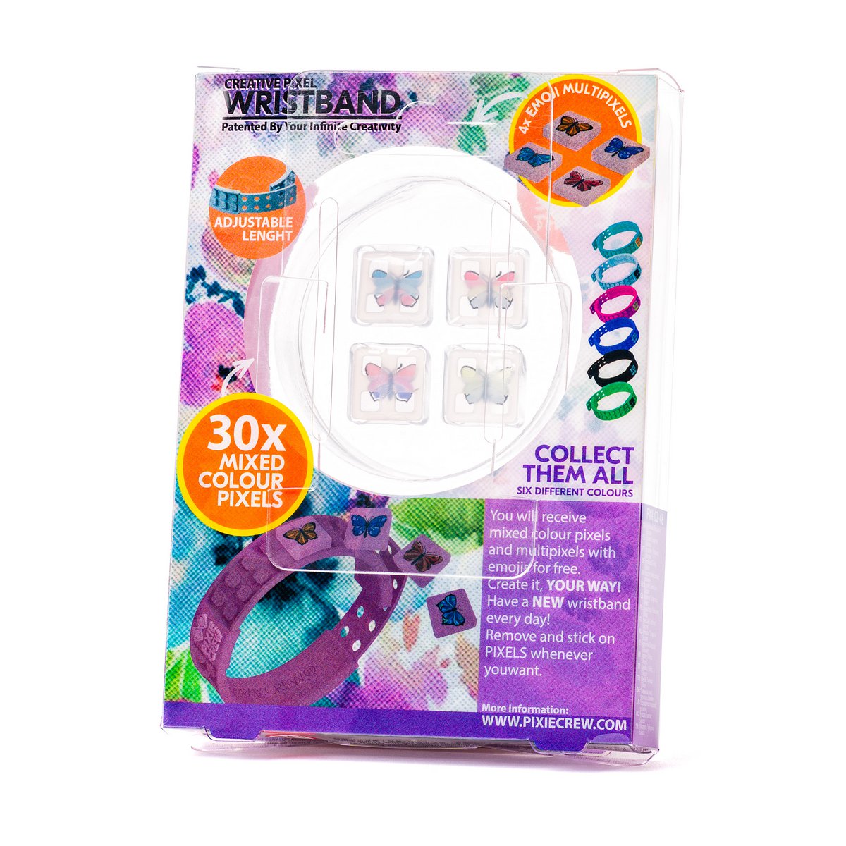 PIXIE CREW Kreativt pixelarmbånd — japansk forår / pink med sommerfugle