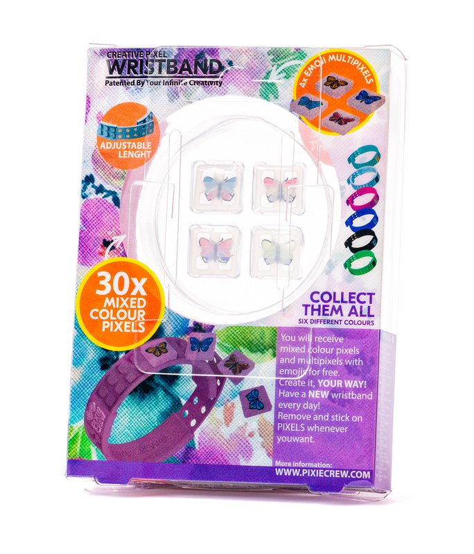 PIXIE CREW Kreativt pixelarmbånd — japansk forår / pink med sommerfugle