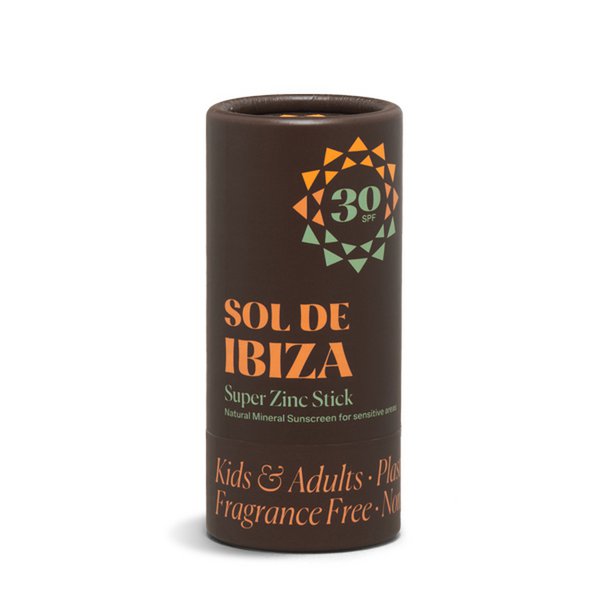 Natural Solar Stick SPF30 Sol de Ibiza. BIO. Mineral filters. No plastic. 45 gr bar.