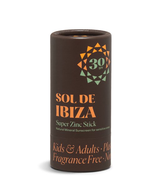 Natural Solar Stick SPF30 Sol de Ibiza. BIO. Mineral filters. No plastic. 45 gr bar.