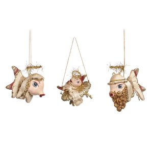 Fishmas Nativity Fish Ornament Set/3 Crm/Rd 9cm OTHMES