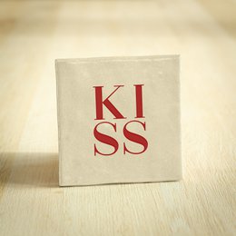 Tegeltje - KISS - Liefde | Beige | 10x10cm