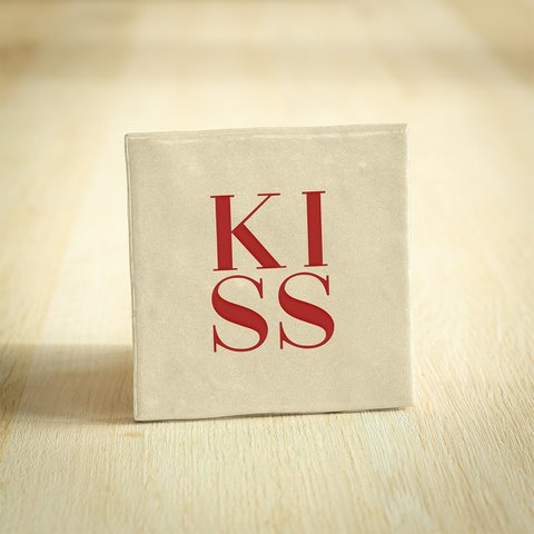 Tegeltje - KISS - Liefde | Beige | 10x10cm