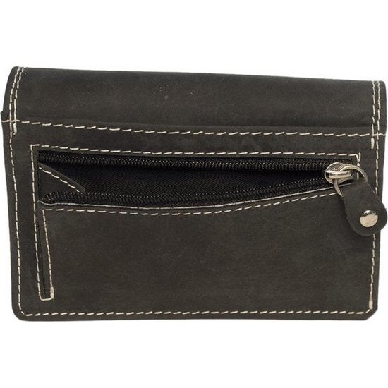 Billetera de damas de cuero vintage compacta Rfid negro - billetera de damas elegante y práctica con protección RFID, diseño compacto.