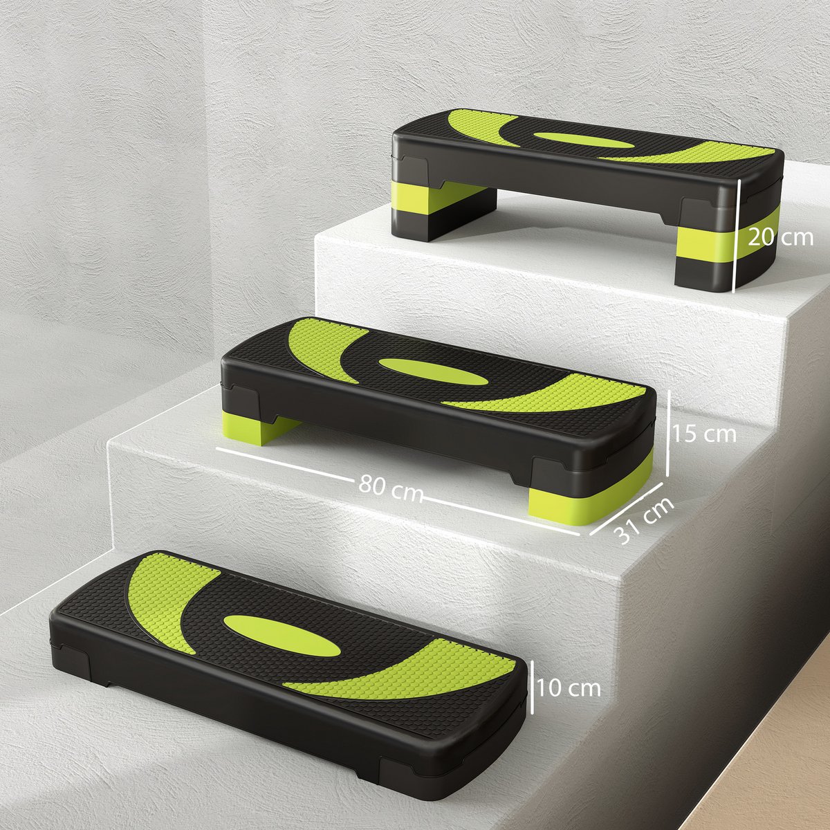 Aerobic stepper 3-stage height adjustable 80 x 31 x 20 cm black + gray