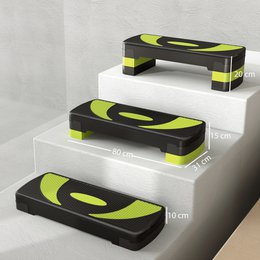 Aerobic stepper 3-stage height adjustable 80 x 31 x 20 cm black + gray