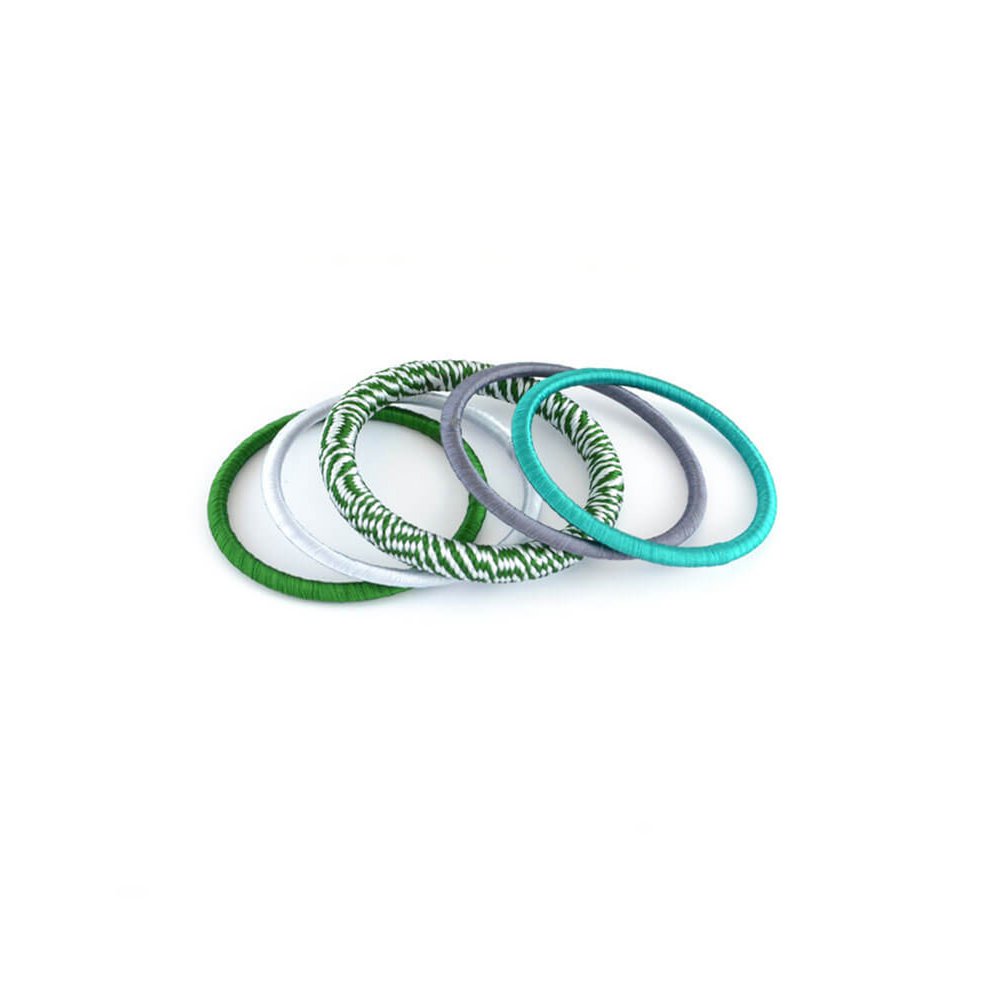 Mint armbanden - set van 5 zijden armbanden