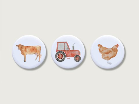 Magnets set of 3 “Farm” | Magnet for children | Girl | boys | Tractor | tractor | cow | chicken | refrigerator | Sparrow || HEART & PAPER Copy
