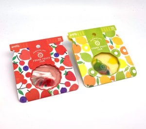 Stickers, stickers fruit (appel, kers, aardbei, aardbei, citroen, kiwi, sinaasappel, limoen, jam