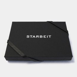  Black wallet with STARBEIT text, coin pocket, minimalist design, gold or silver font variant