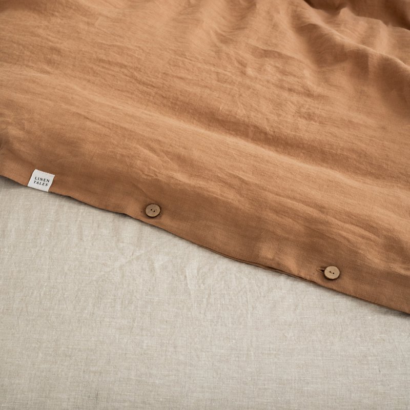 Copripiumino in lino cammello