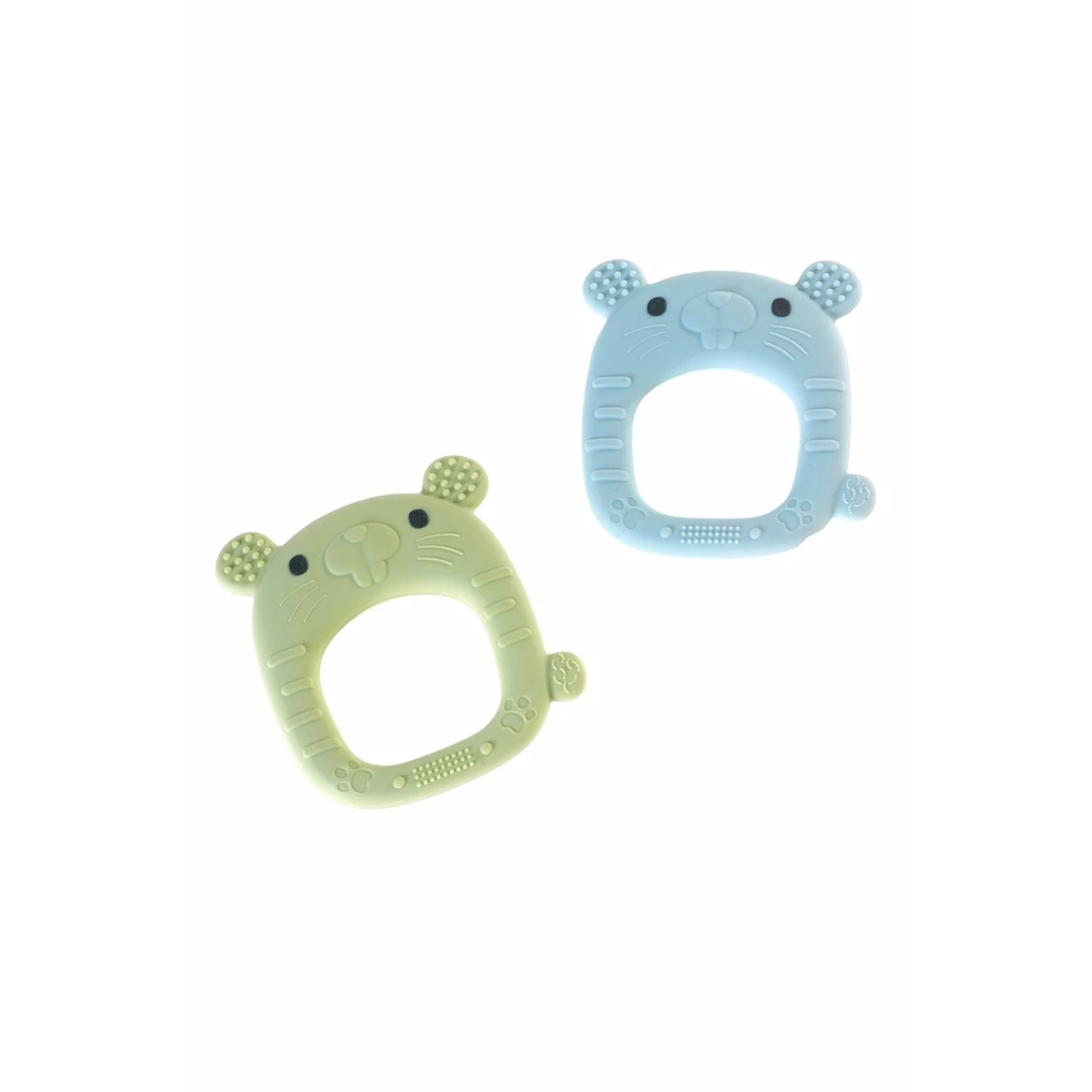 Anneau de dentition en silicone pour bébé, ours et tigre