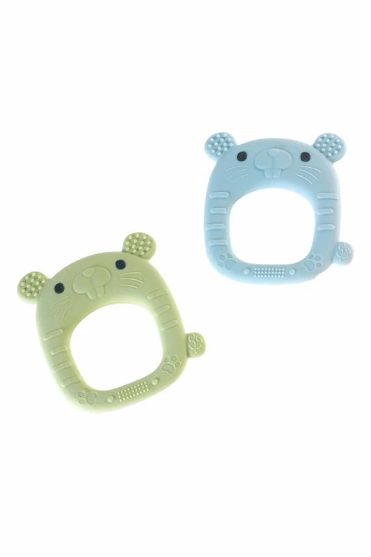 Anneau de dentition en silicone pour bébé, ours et tigre