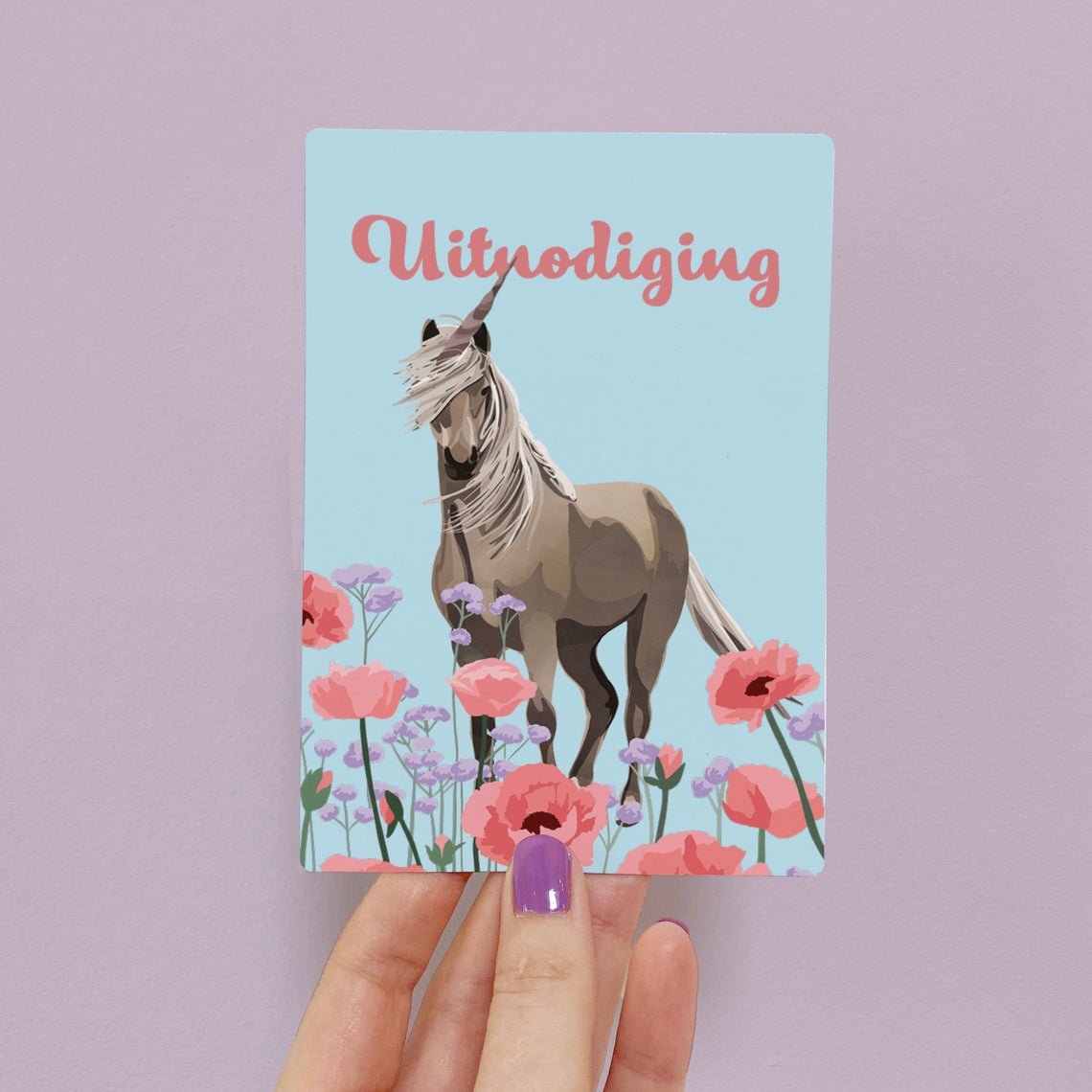 5 x Invitación Fiesta Infantil - Unicornio