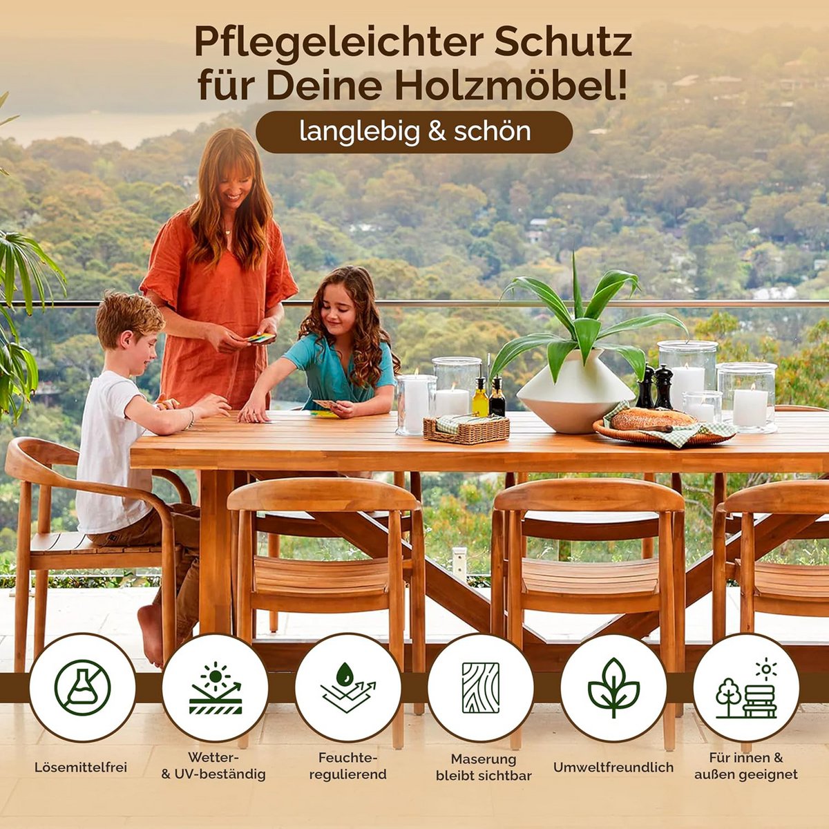 Veluxis® Hochwertige Holzlasur für Innen und Außen - 2,5 Liter, seidenglänzend, lösemittelfrei und UV-stabil, wetterfest - Made in Germany (Kiefer)