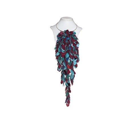 Leren handgemaakte statement ketting - ZOWEL VOORRAAD MINST