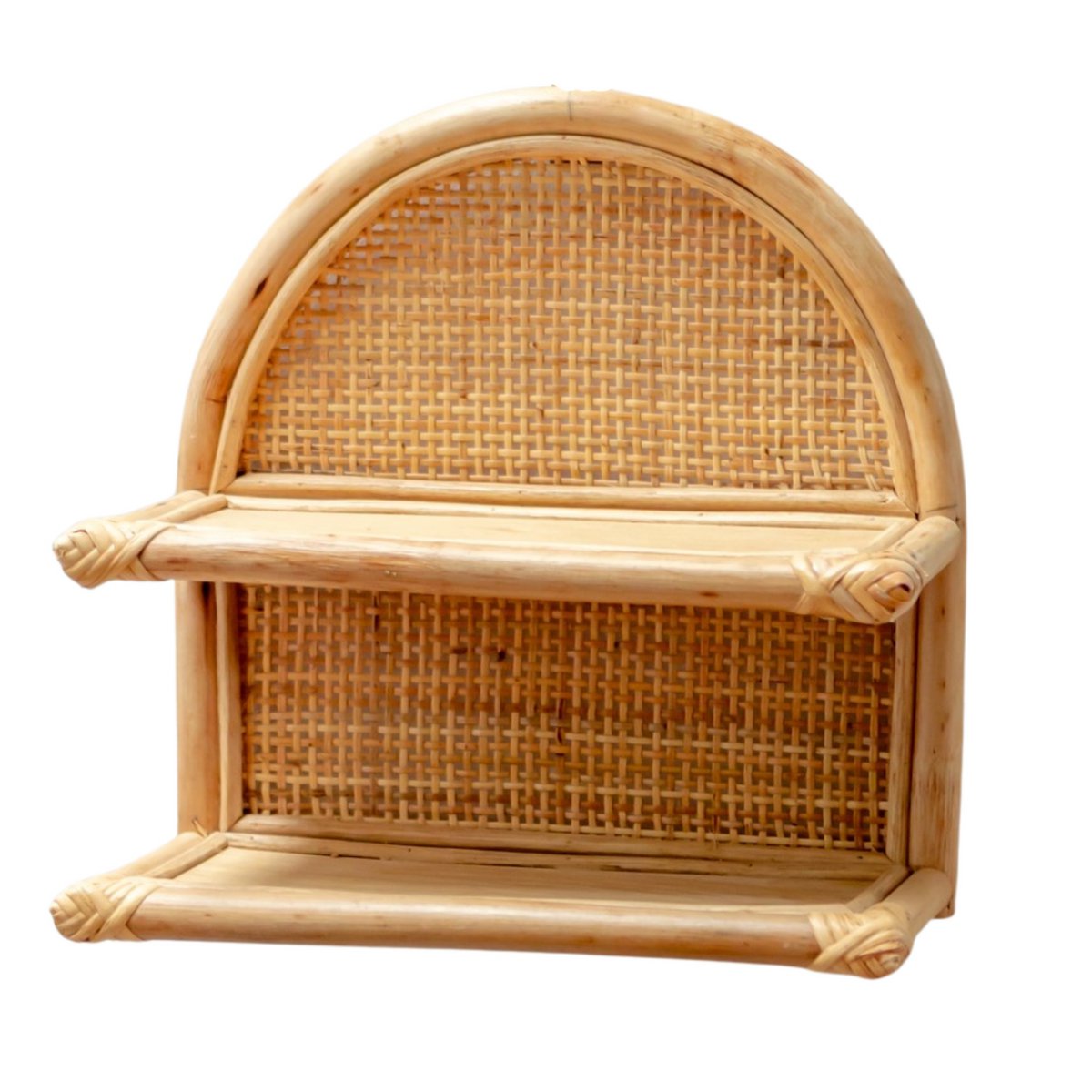 Rattanowa półka ścienna 30x30 cm | Wisząca mała półka TIASA beżowa
