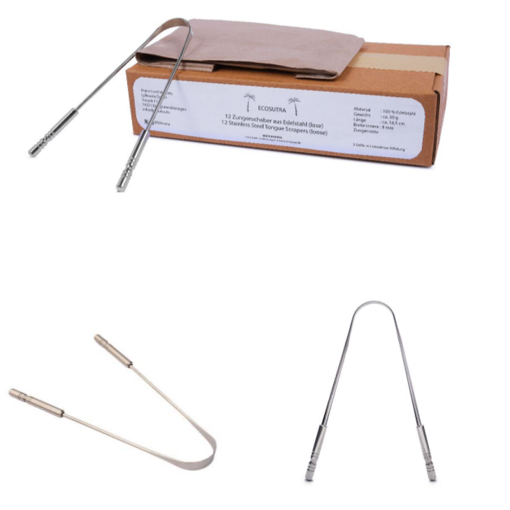 Raspador de lengua de acero inoxidable - Juego de 12