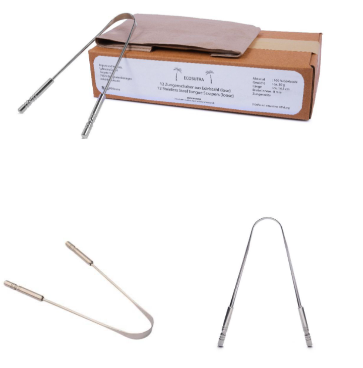 Gratte-langue en acier inoxydable - lot de 12