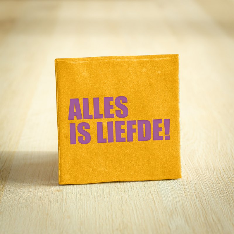 Tegeltje - Alles is liefde! | Geel | 10x10cm
