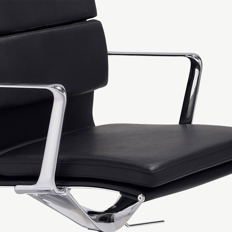 Lucas Conference Chair, Black Leather & Chrome