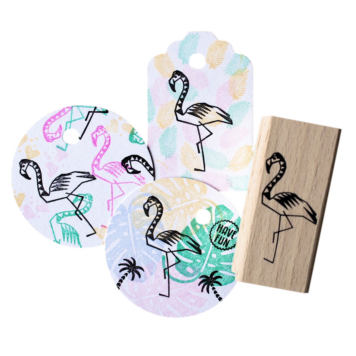 Flamingo houten stempel