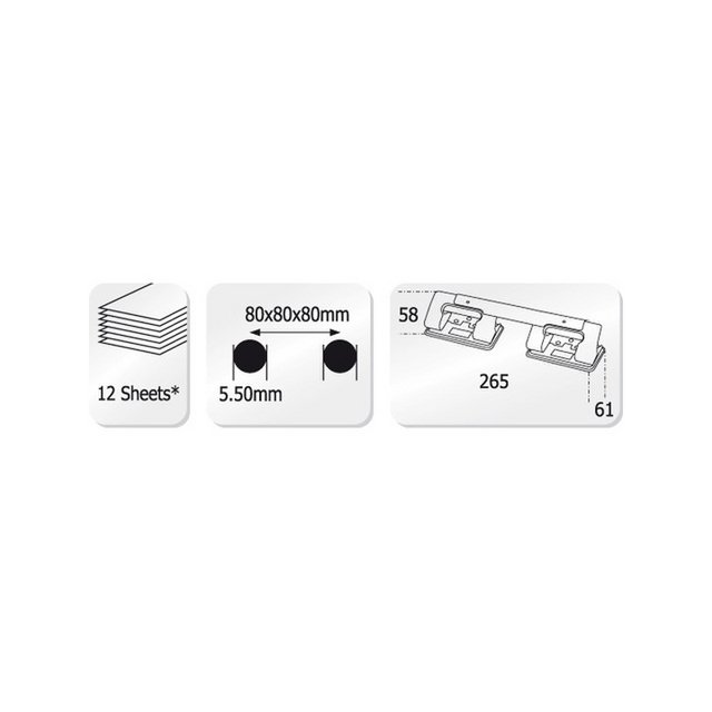Perforadora Kangaro 4 agujeros negra máx. 12 hojas, 0,55 mm