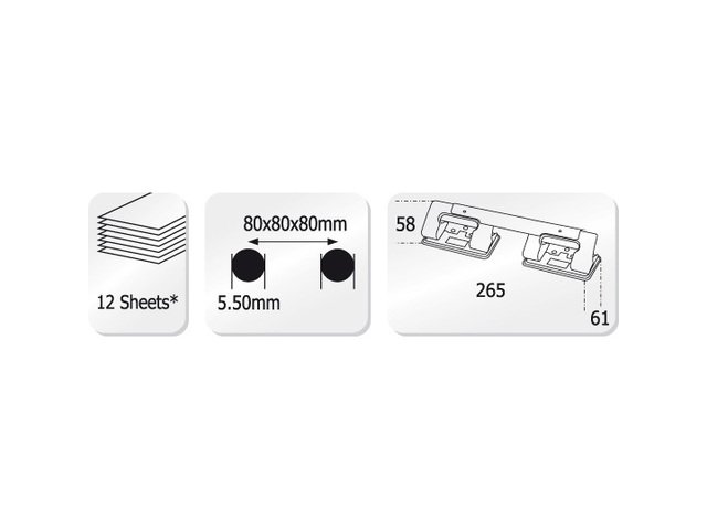 Hulpunch Kangaro 4-huls sort max 12 ark, 0,55 mm