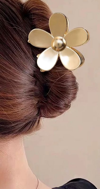Vivid Flower Claw Metal Hair Clips-Gold & Silver