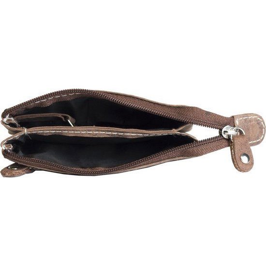 Schlüsselbeutel - Cognac Buffalo Leder mit Reißverschluss intasche