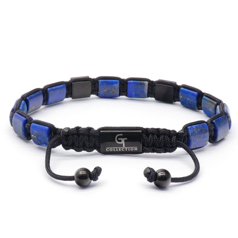 LAPIS LAZULI Armbånd med flad perle til mænd