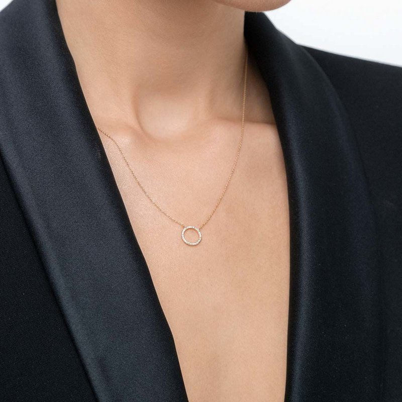 Circle necklace with diamonds, 18K yellow gold