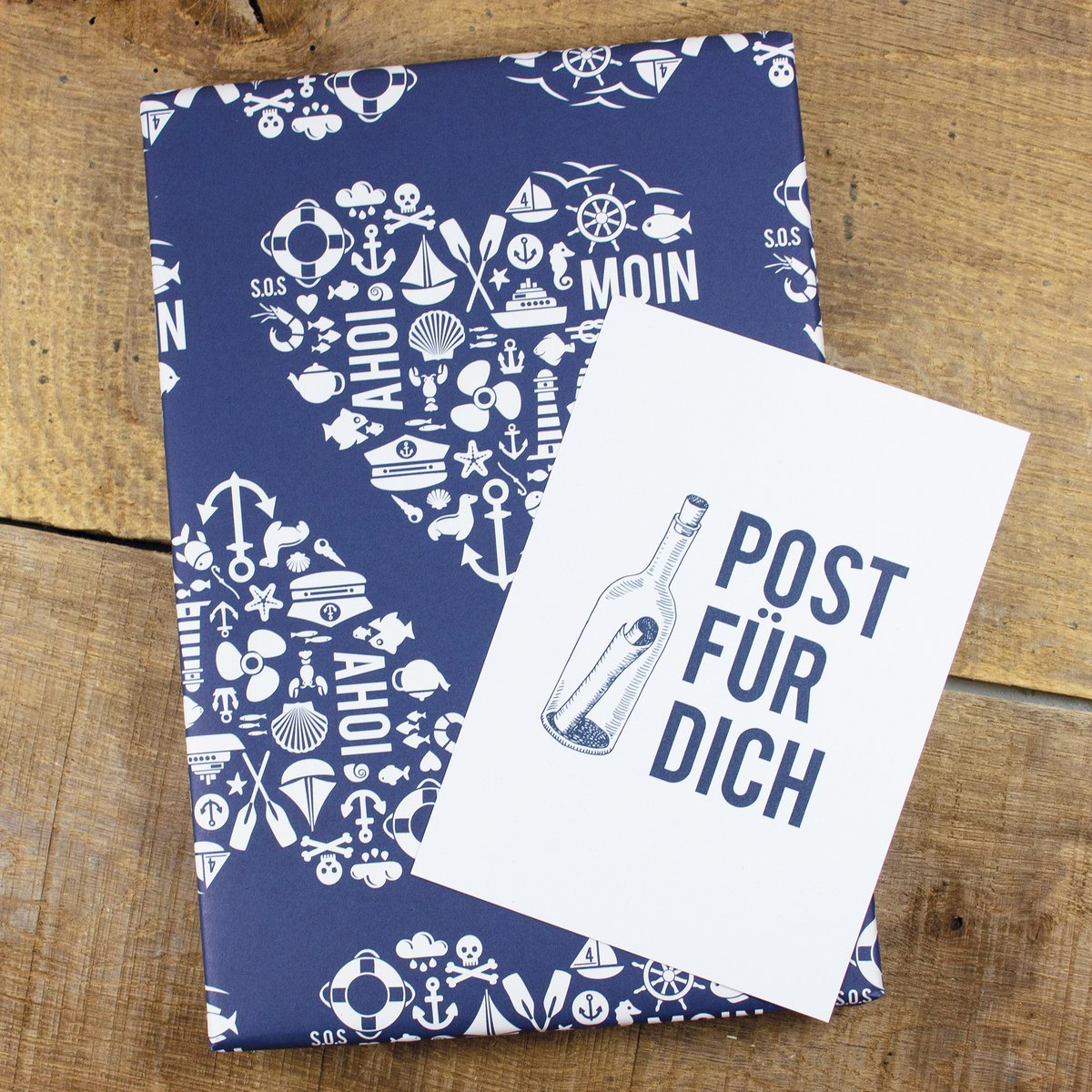 Maritiem inpakpapier Nordic by Heart gemaakt van gerecycled papier