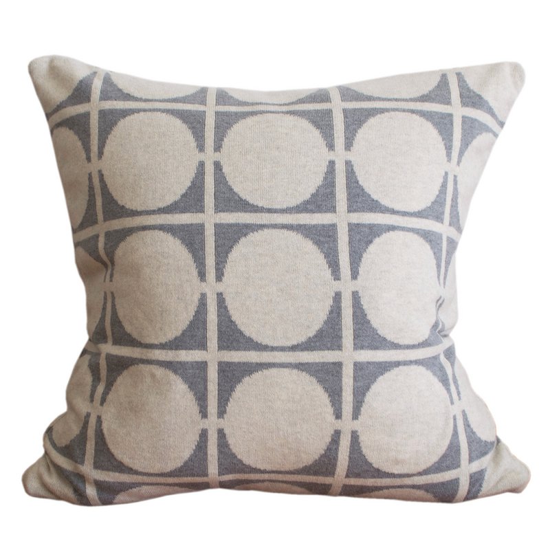 Don Pillow-Cover Grey, Soft Jacquard Cotton Knit