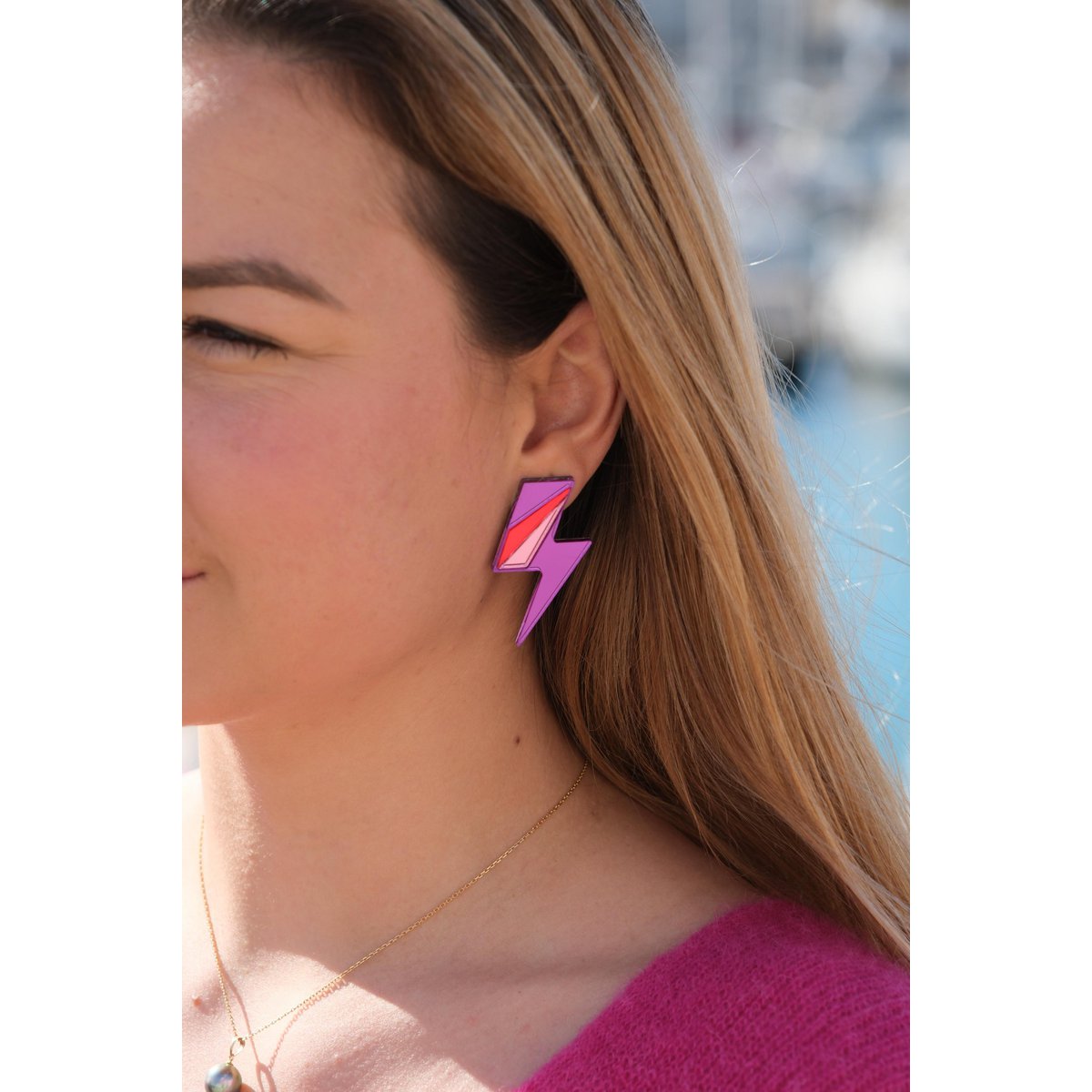 Boucles d'Oreilles Puces Miroirs Maxi Eclairs