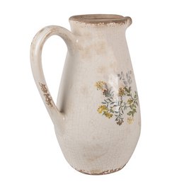 Dekoration kan 17x13x22 cm beige gul keramisk blomsterkande