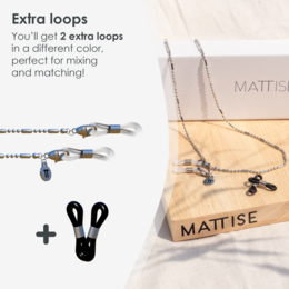 Glasses Cord Pattern Silver — 100% Stainless Steel & Unisex Eyewear Cords for Women and Men — Glasses Chain with Extra Loops — Brillenkoord Brillenband Brillenkette Cordon de Lunettes Cordón Para Gafas