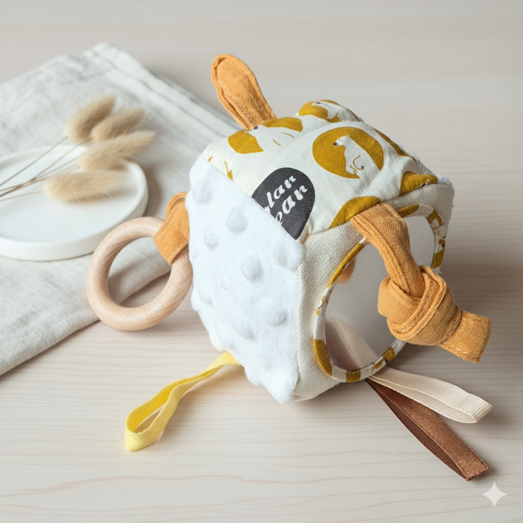 Adorable cube d'activité en peluche douce pour bébés