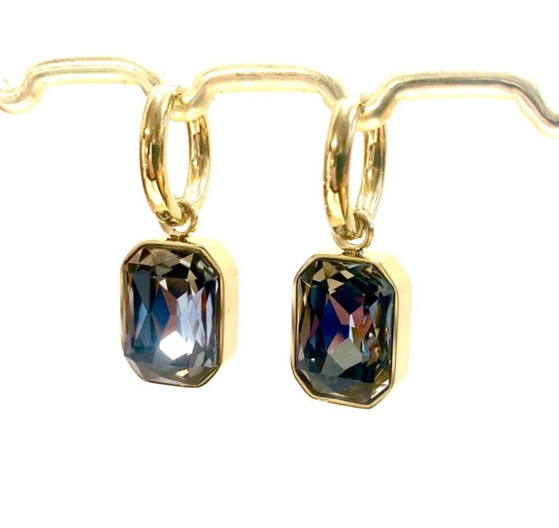 Boucles d'oreilles gris cristal