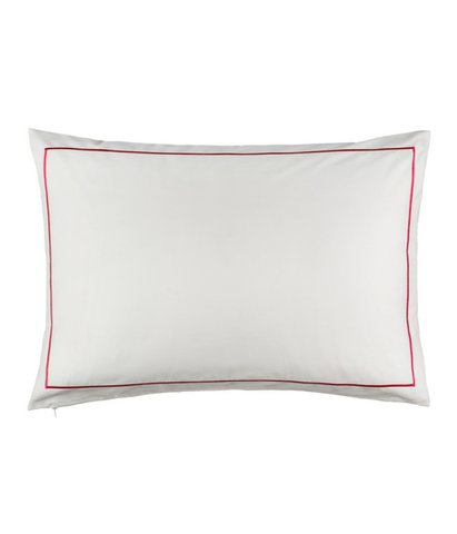 Sateen pillowcase White with cyclamen stitching