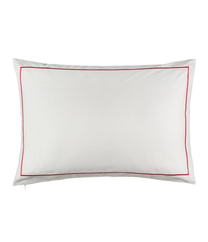 Sateen pillowcase White with cyclamen stitching