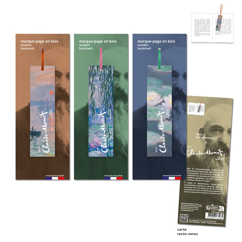 Assortment series n°1 of 30 wooden bookmarks, the works of Claude Monet