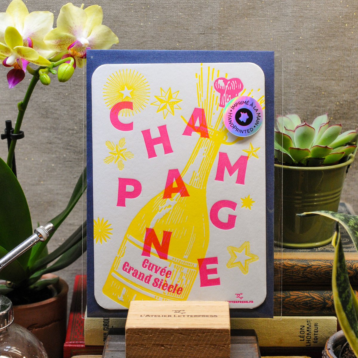 Champagne Letterpress Card (with envelope)